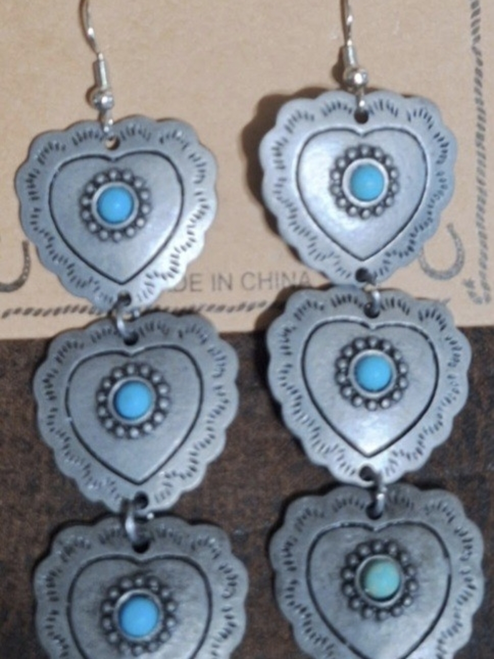 Wrangler Silver-Tone Heart Drop Earrings with Turquoise Accents - Women Jewelry